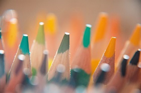 tips of colored pencils