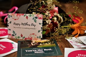 mixed bouquet with Mother's Day card